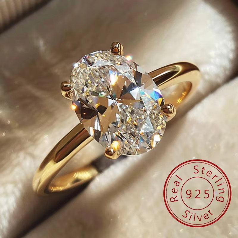 Zircon Gorgeous Shiny Oval Stone Ring For Women Engagement Wedding