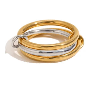 Two-Color Four-Ring Copper Jewelry Ring, Hypoallergenic