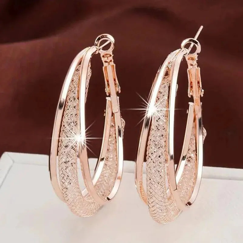 Gold Crystal Stone Hoop Earrings