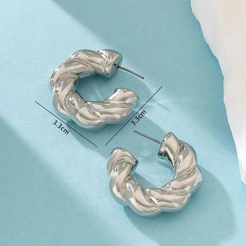 Gold Crystal Stone Hoop Earrings