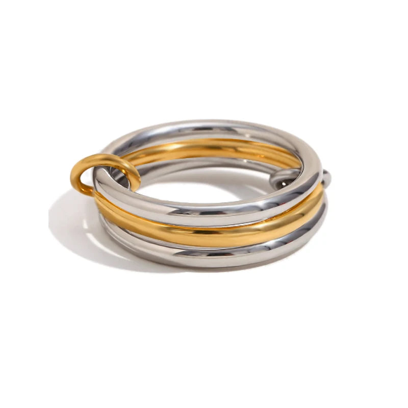 Two-Color Four-Ring Copper Jewelry Ring, Hypoallergenic