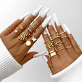 Rings Set for Women Fashion Gold Plated Geometric  Finger Ring Jewelry
