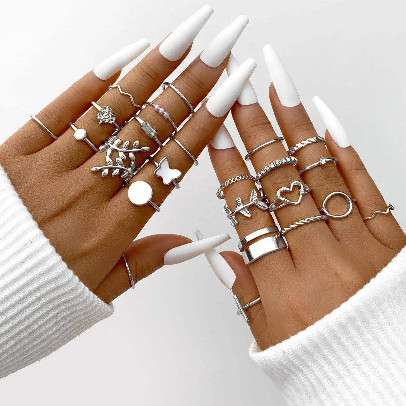 Rings Set for Women Fashion Gold Plated Geometric  Finger Ring Jewelry